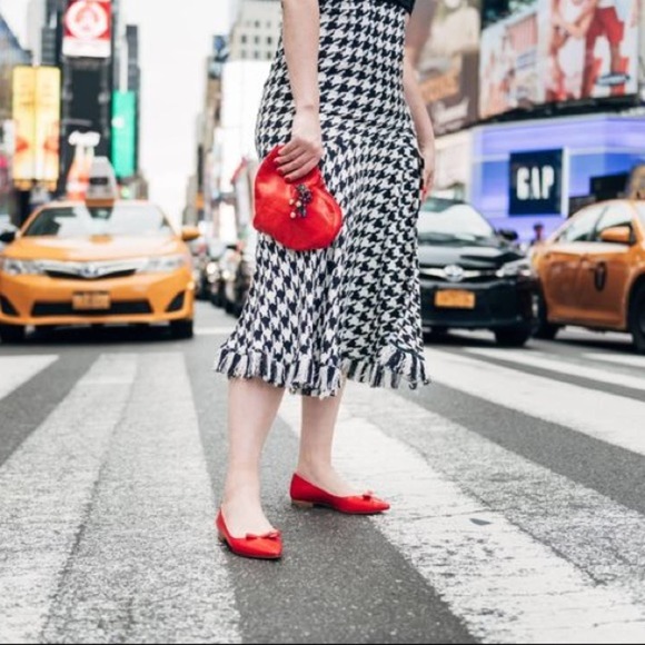 Sarah Flint Red Flats with Bow - Picture 2 of 10